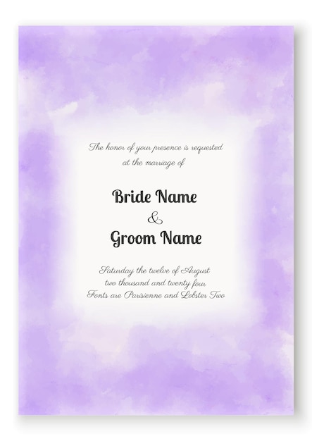 Lavender dreams abstract watercolor wedding invitation