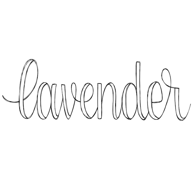 Lavender lettering in several options