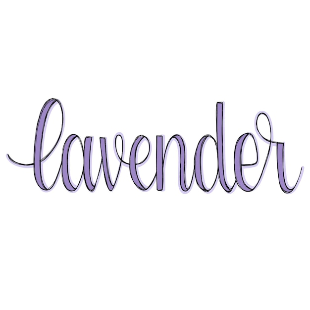 Lavender lettering in several options