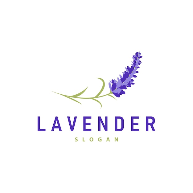 Логотип Лаванда Элегантный фиолетовый цветок Иллюстрация растения Цветочный орнамент Дизайн