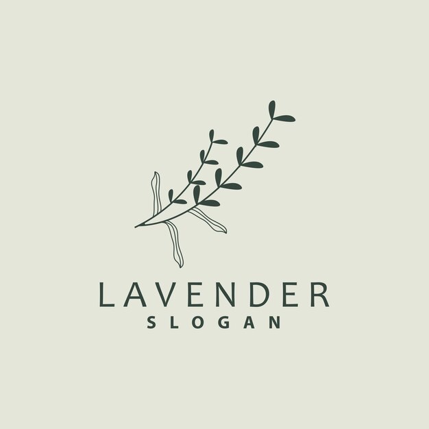 Lavender Logo Simple Elegant Purple Flower Plant Vector Greeting Card Design Banner Flower Ornament Lavender Hand Drawn Wedding Icon Symbol Illustration