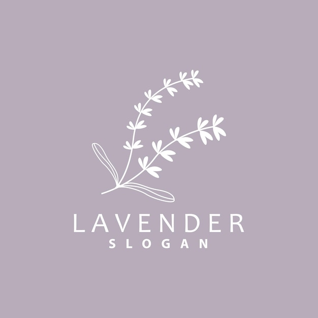 Lavanda logo semplice elegante fiore viola pianta vettore biglietto d'auguri design banner fiore ornamento lavanda disegnato a mano matrimonio icona simbolo illustrazione