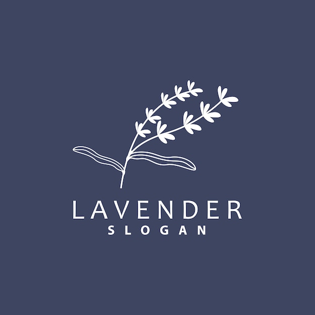 Lavender Logo Simple Elegant Purple Flower Plant Vector Greeting Card Design Banner Flower Ornament Lavender Hand Drawn Wedding Icon Symbol Illustration