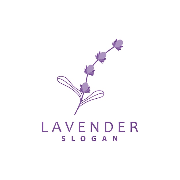 Lavanda logo semplice elegante fiore viola pianta vettore biglietto d'auguri design banner fiore ornamento lavanda disegnato a mano matrimonio icona simbolo illustrazione