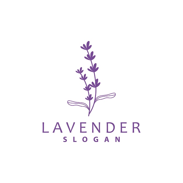 Лаванда логотип простой элегантный фиолетовый цветок растение вектор дизайн поздравительных открыток баннер цветочный орнамент лаванда ручной нарисованный свадебный значок символ иллюстрация