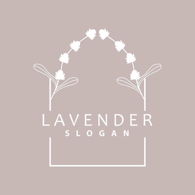 Lavender Logo Simple Elegant Purple Flower Plant Vector Greeting Card Design Banner Flower Ornament Lavender Hand Drawn Wedding Icon Symbol Illustration