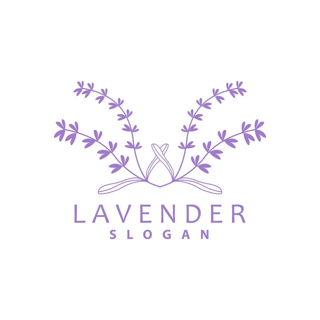 Lavender Logo Simple Elegant Purple Flower Plant Vector Greeting Card Design Banner Flower Ornament Lavender Hand Drawn Wedding Icon Symbol Illustration