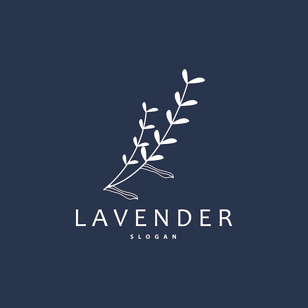 Логотип Лаванда Простая элегантная фиолетовая цветочная растение Вектор поздравительная карточка Цветочный орнамент Дизайн Символ Иллюстрация