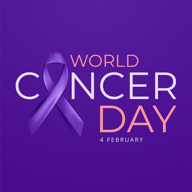 Vector lavender ribbon. world cancer day concept