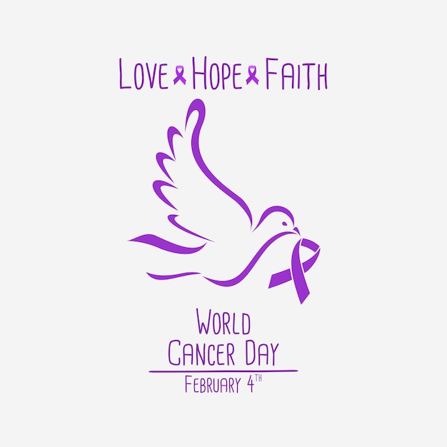 Vector lavender ribbon of world cancer day vector illustration design