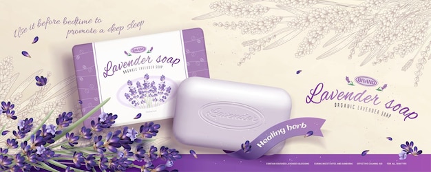 Vector lavender soap ads