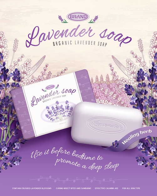 Vector lavender soap ads