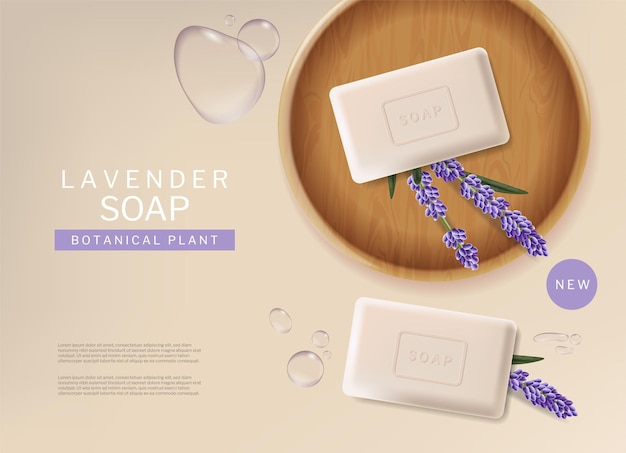 Vector lavender soap realistic