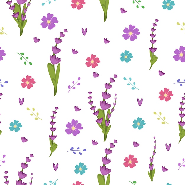 Lavender and spring collection seamless pattern