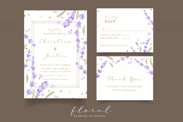 Lavender watercolor wedding invitation