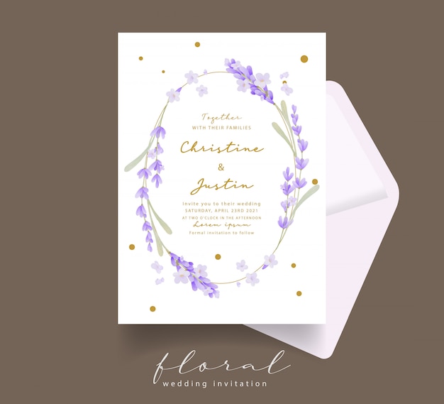 Vector lavender watercolor wedding invitation