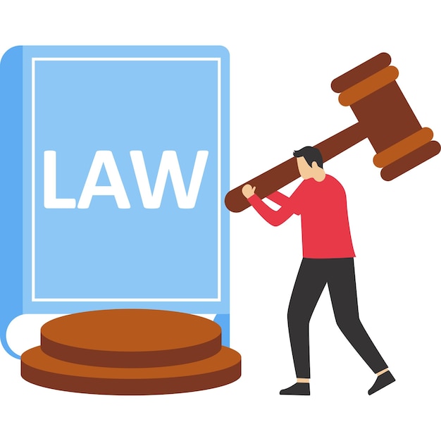 ベクトル 法律と司法のシーンコンセプト 弁護士や公証人は商法に関するコンサルティングと説明を提供します