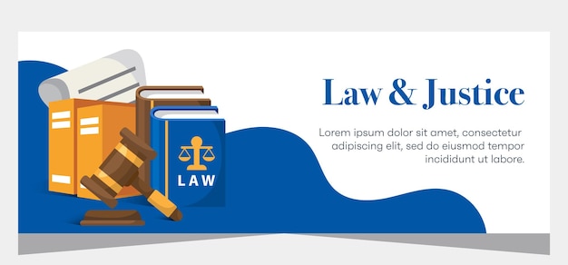 Vector law and justice sjabloon banner ontwerp premium banner sjabloon