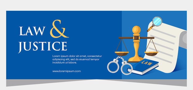 Vector law and justice sjabloon banner ontwerp premium banner sjabloon