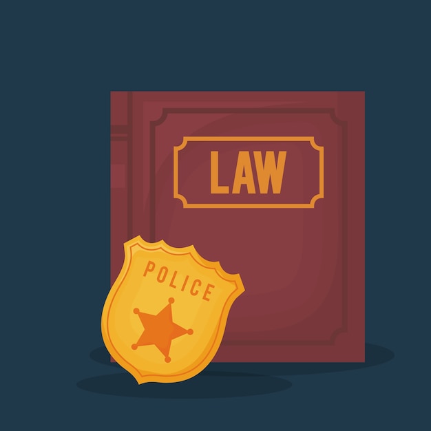 Vector law book and police badge