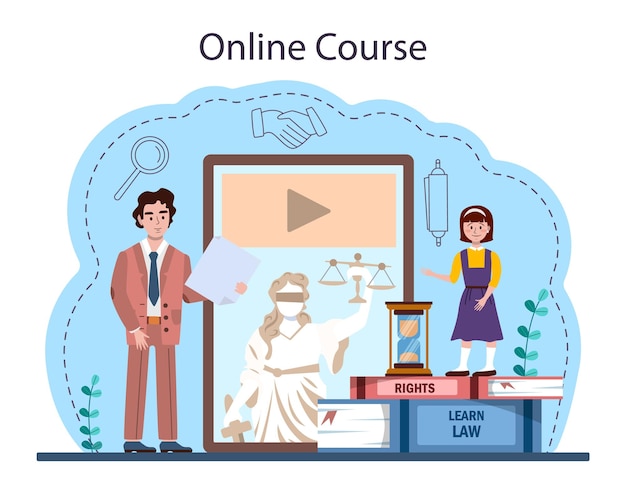 Law class online service or platform. punishment and judgement education