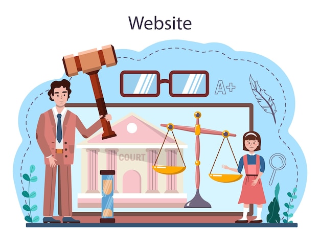 Law class online service or platform. Punishment and judgement education