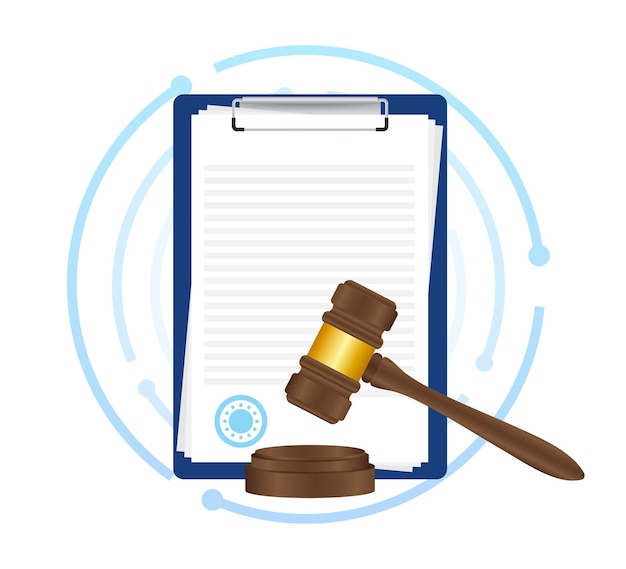 Law concept of legal regulation judicial system business agreement. Vector stock illustration