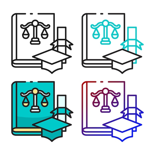 Law degree icon design in vier variatiekleuren