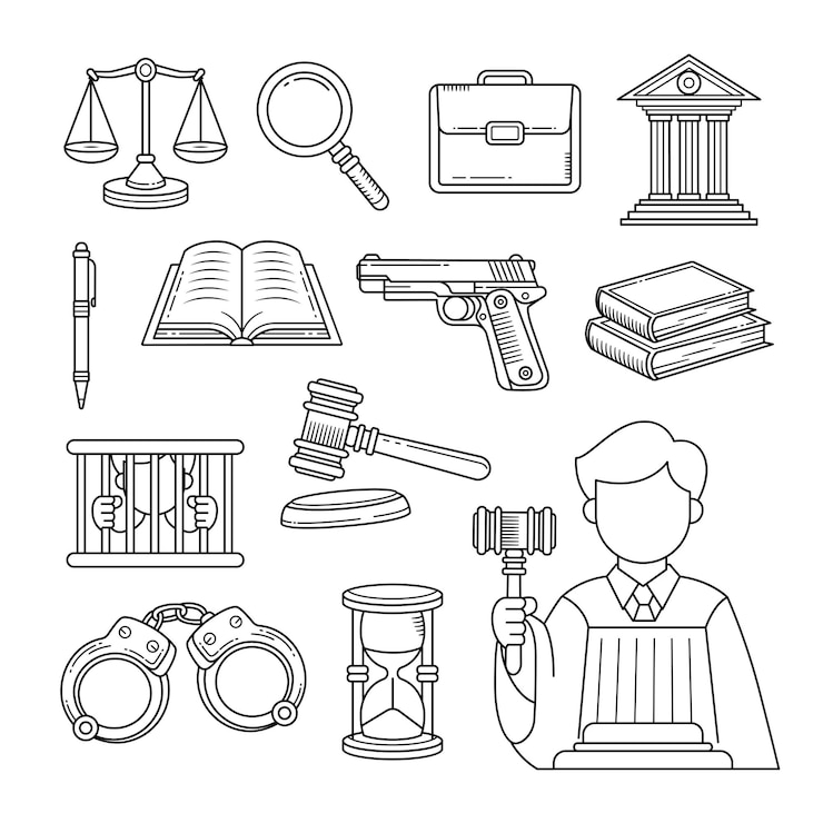 Vector law doodle hand drawn vector illustration