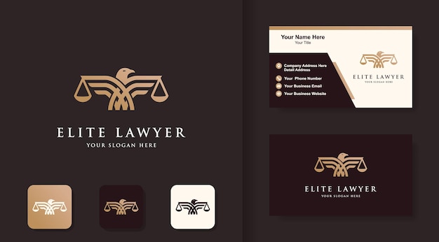 Law eagle-logo ontwerp en visitekaartje ontwerp