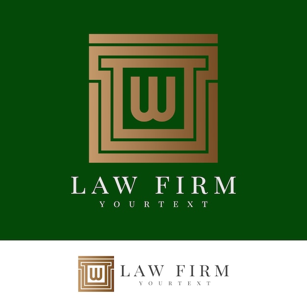 Law firm eerste letter w logo ontwerp