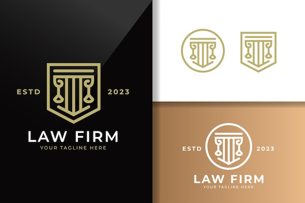 Law firm gold line art elegant logo template editable