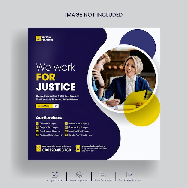 Law firm Instagram post and social media post banner template