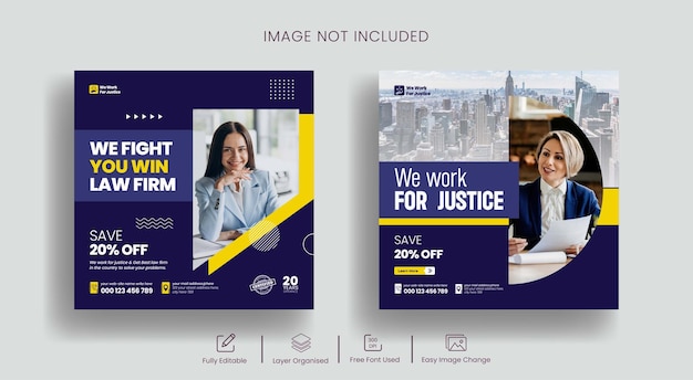 law firm Instagram post social media post or web banner template