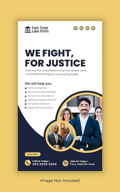 law firm instagram story template or law services social media vertical banner design
