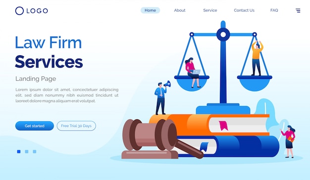 Law firm landing page website illustration template