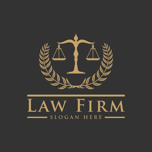 Servizi di law firm lawyer, logo di lusso vintage crest