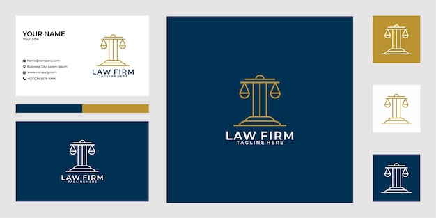 Юридическая фирма line art логотип дизайн и визитная карточка