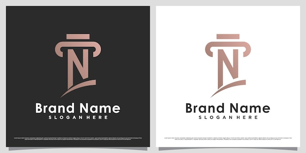 Law firm logo design template for business icon with letter n and creative unique concept