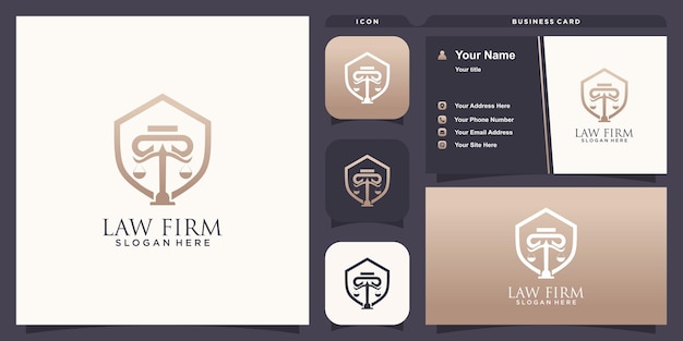 Law firm logo with business card design icon template