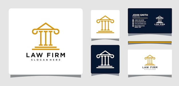 Law firm pillar logo template with business card design inspiration