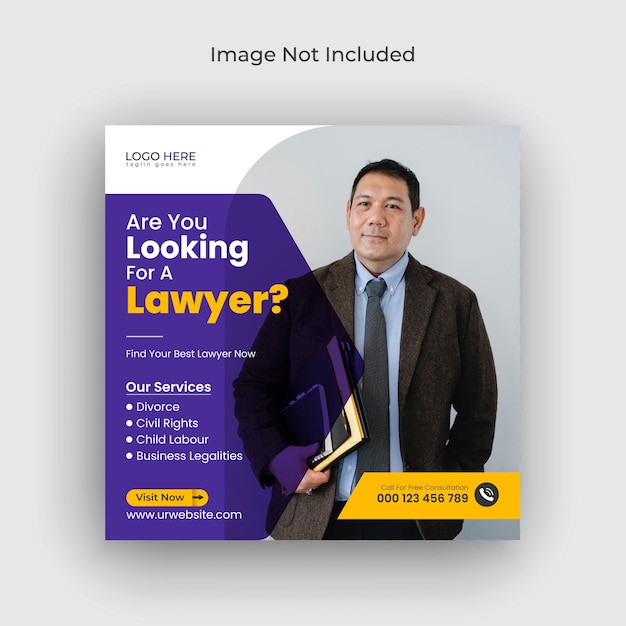 Servizio di studio legale e consulenza legale social media post instagram e banner web premium vector