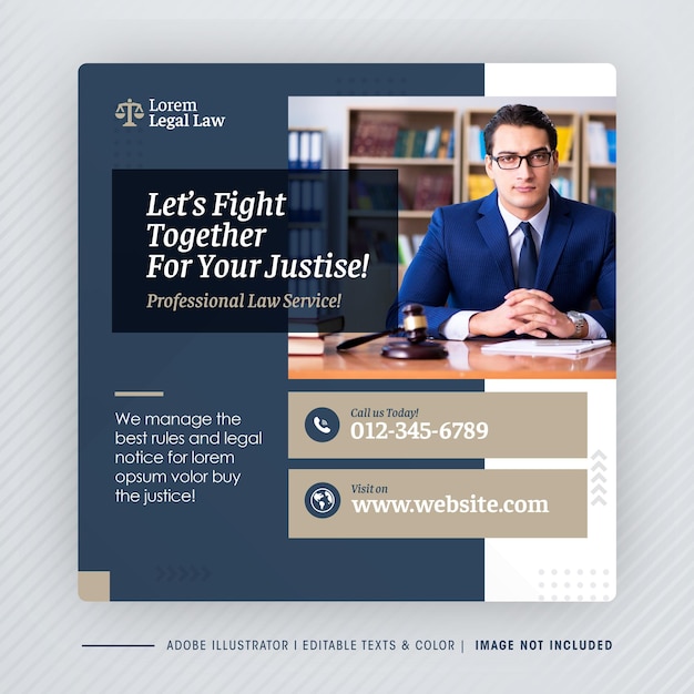 Law firm Social Media Post Design or Law and Justice Web Banner Design or Legal web template