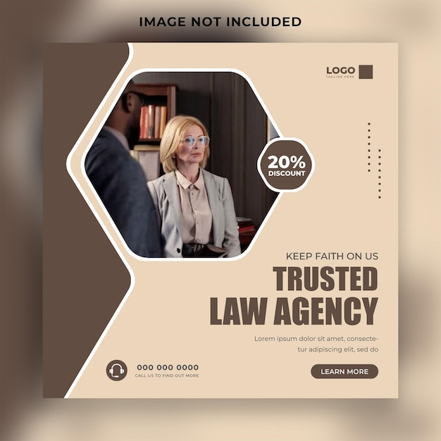 Vector law firm social media post and web banner template design