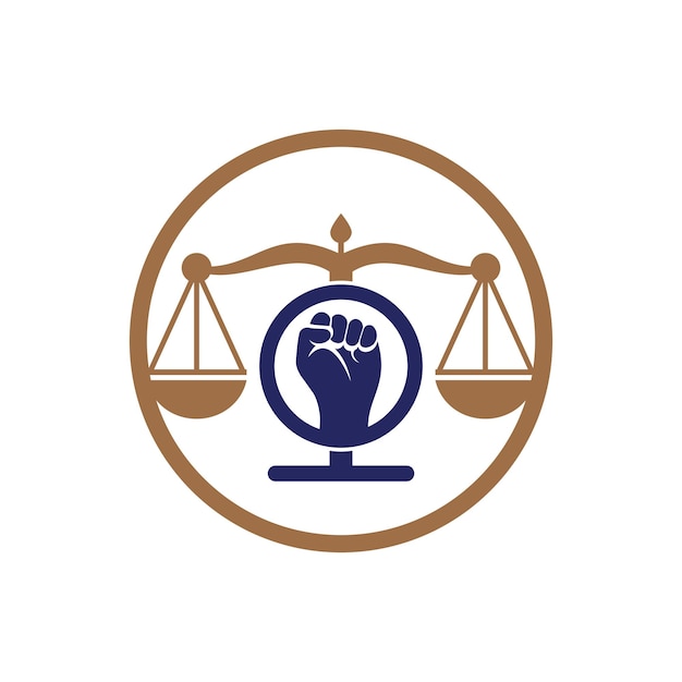 Law fist logo design icon Justice Scales in Hand logo template design Revolution justice logo