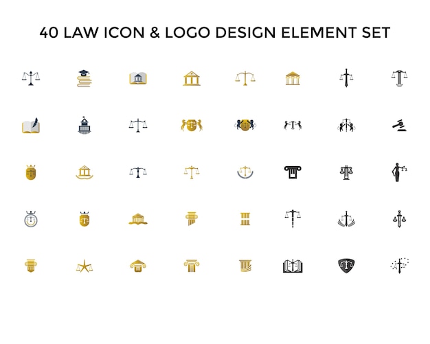 Law icon logo design set