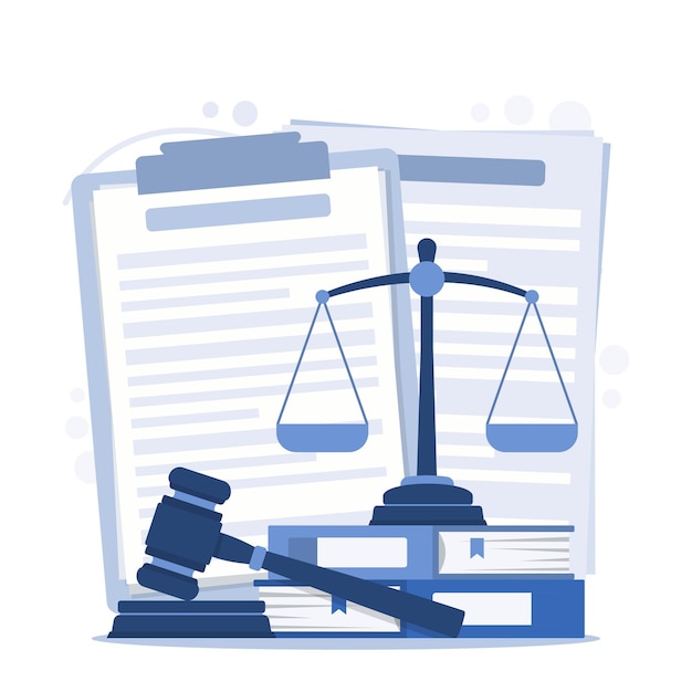 law and justice concept legal justice scales gavel and documents depicting the law