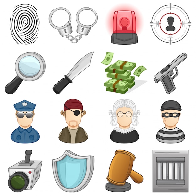 Vector law and justice icon set