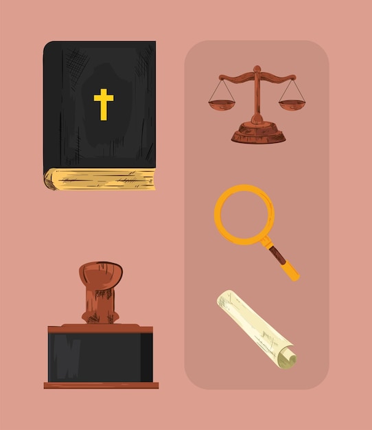 Law and justice icon set