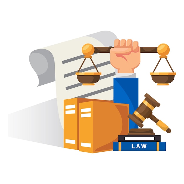 Legge e giustizia disegno di illustrazione disegno vettoriale